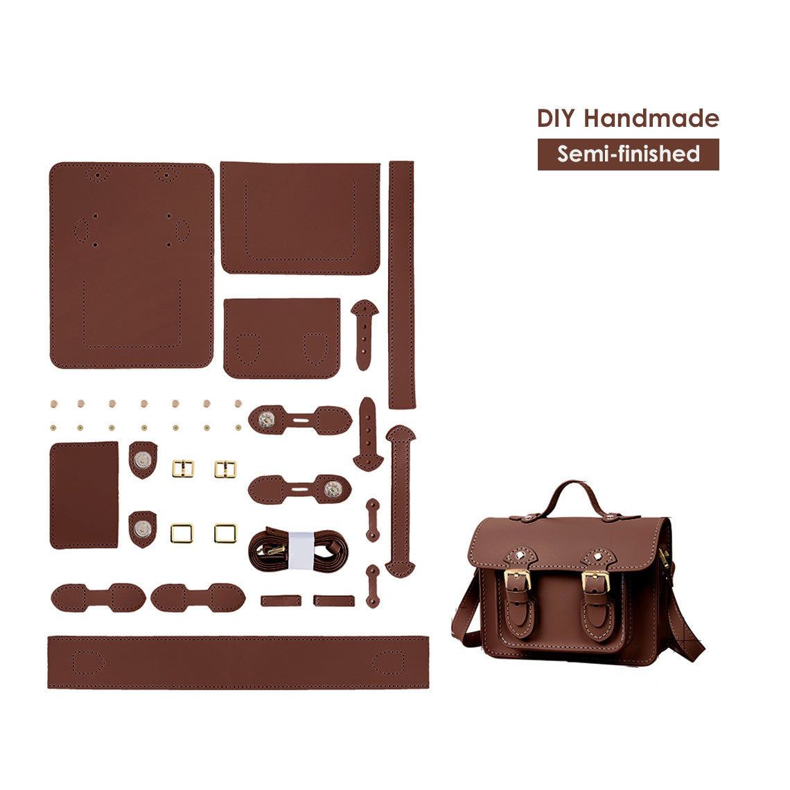 Women Small Fashion Leather Crossbody Bag DIY Kit | Coffe | Wirkin™ 