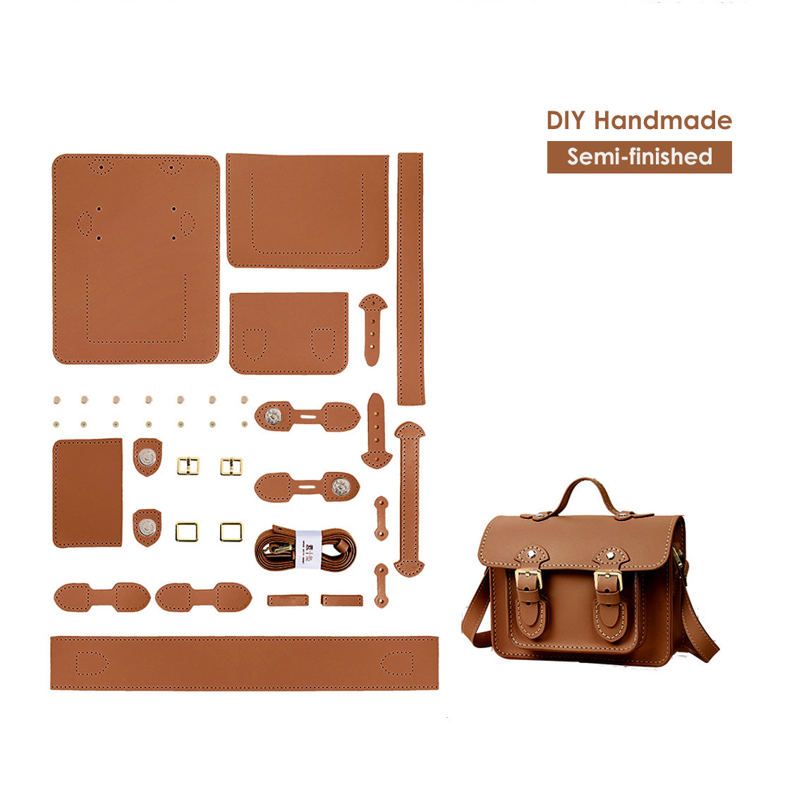 Women Small Fashion Leather Crossbody Bag DIY Kit | Brown | Wirkin™ 