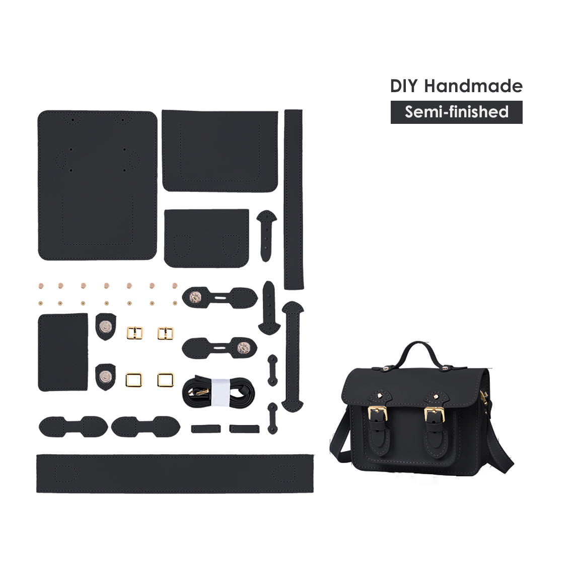 Women Small Fashion Leather Crossbody Bag DIY Kit | Black | Wirkin™ 