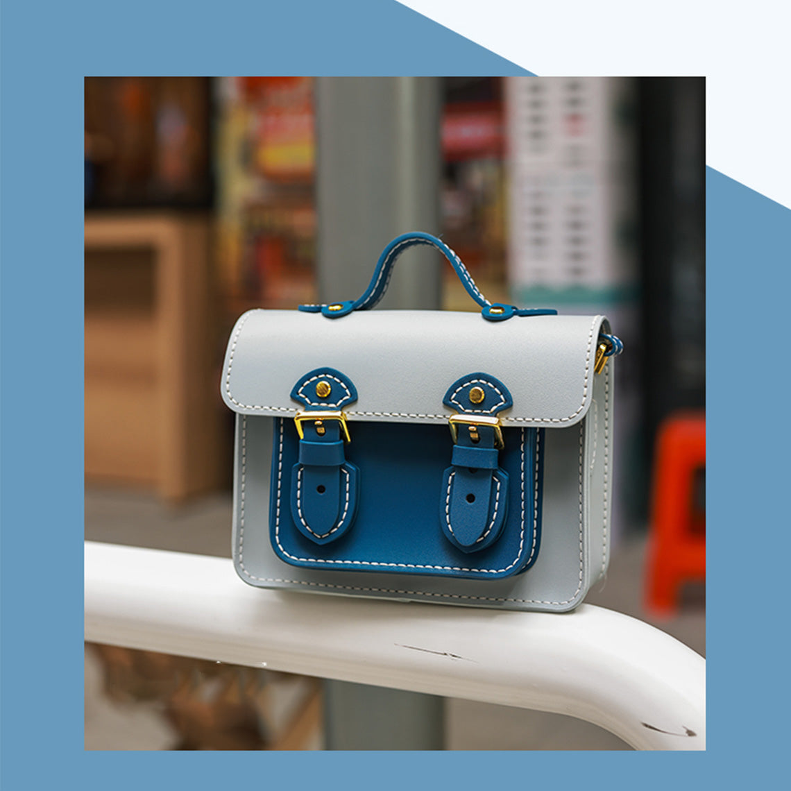 Women Small Fashion Leather Crossbody Bag DIY Kit | Mix Color | Light Gray & Blue  | Wirkin™ 
