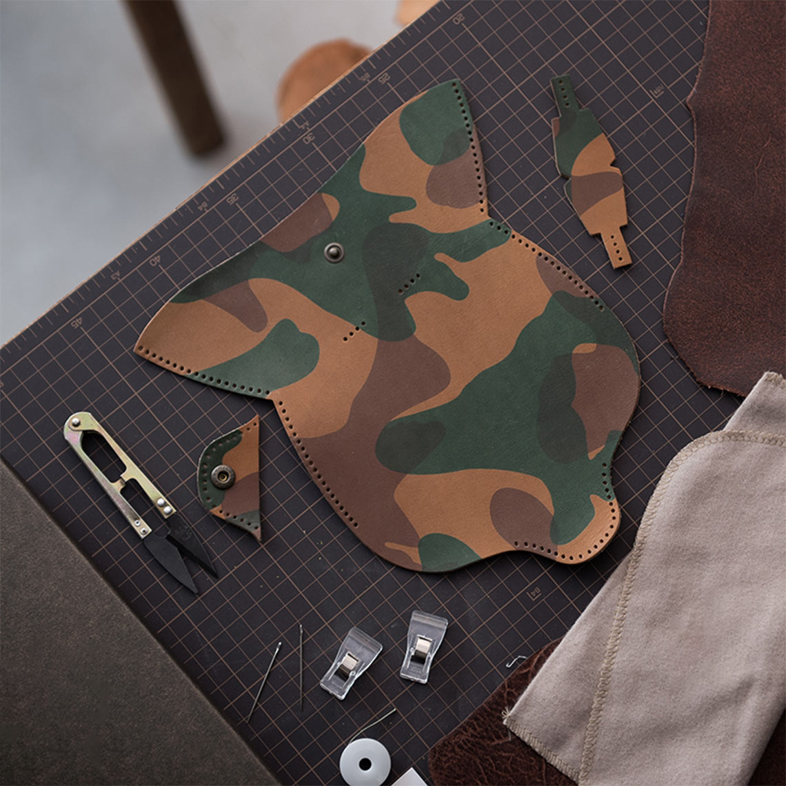 DIY Leather Eyeglasses Case Kit | Camouflage Leather Eyeglasses Case Sunglasses Holder Pattern - Wirkin™