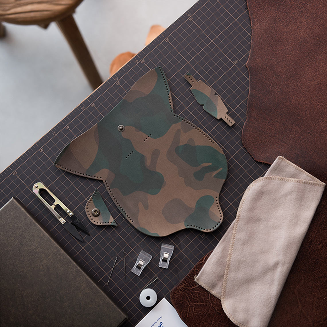 DIY Leather Eyeglasses Case Kit | Camouflage Leather Eyeglasses Case Sunglasses Holder Pattern - Wirkin™