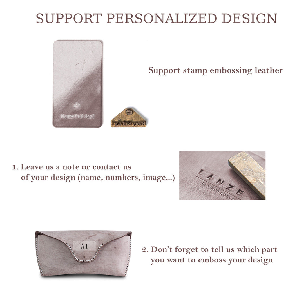 Leather Embossing | Personalized Leather Eyeglasses Case Sunglasses Holder - Wirkin™