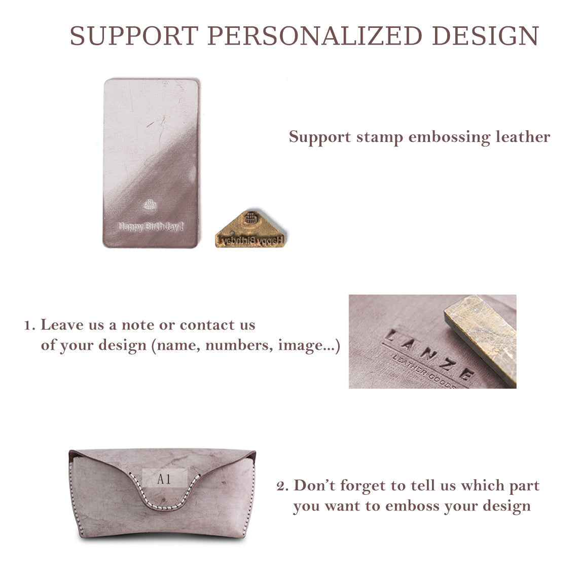 Leather Embossing | Personalized Leather Eyeglasses Case Sunglasses Holder - Wirkin™