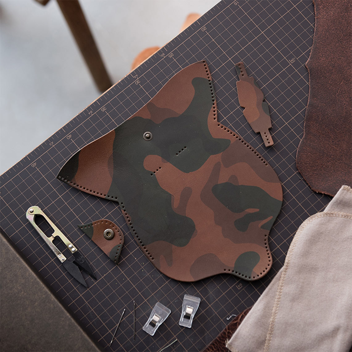 DIY Leather Eyeglasses Case Kit | Camouflage Leather Eyeglasses Case Sunglasses Holder Pattern - Wirkin™