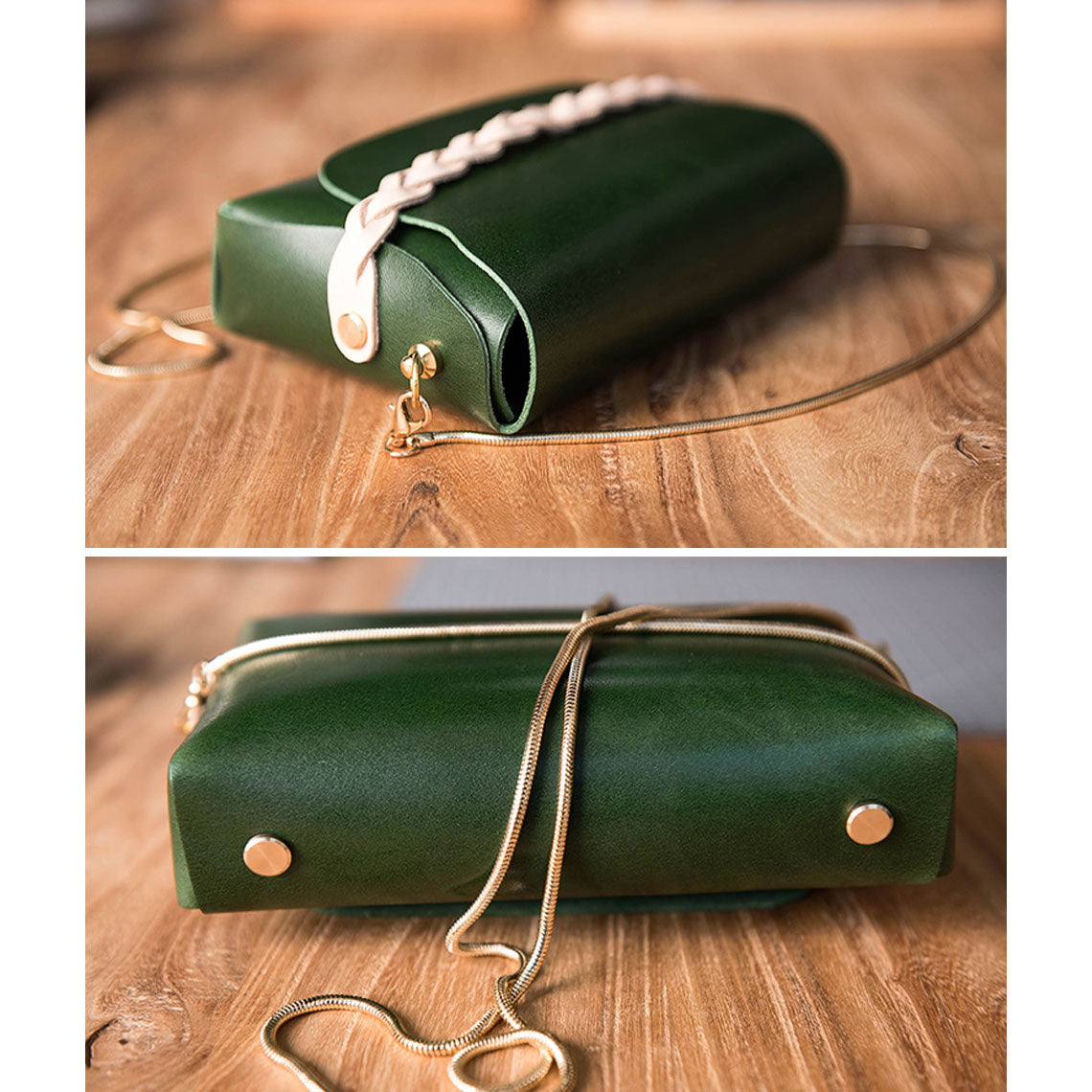 Green leather crossbody bag sling bag | Lightweight leather bag | Wirkin™