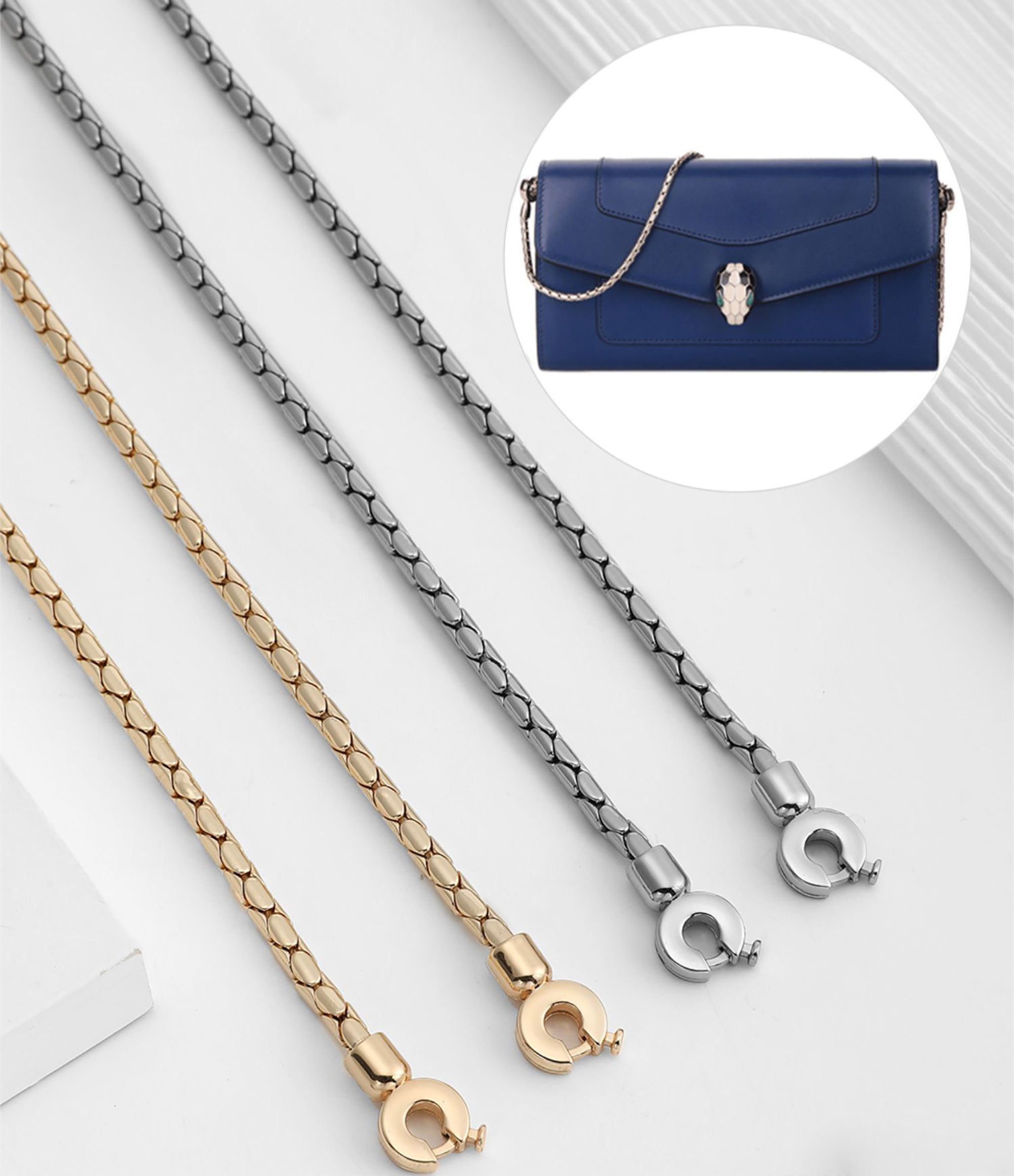 Women's wallet replacement chain, snake bone style metal chain, clutch bag chain, crossbody bag chain.