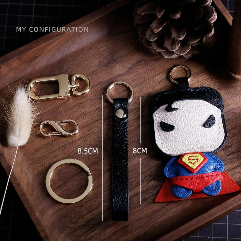 Superman Cute Leather Keychain | Avengers Superhero Keychain Handmade - Wirkin™