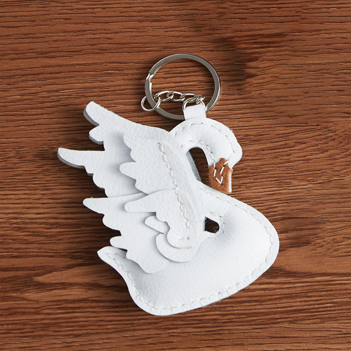 White Lambskin Swan Bag Charm Keyring - Wirkin™ 