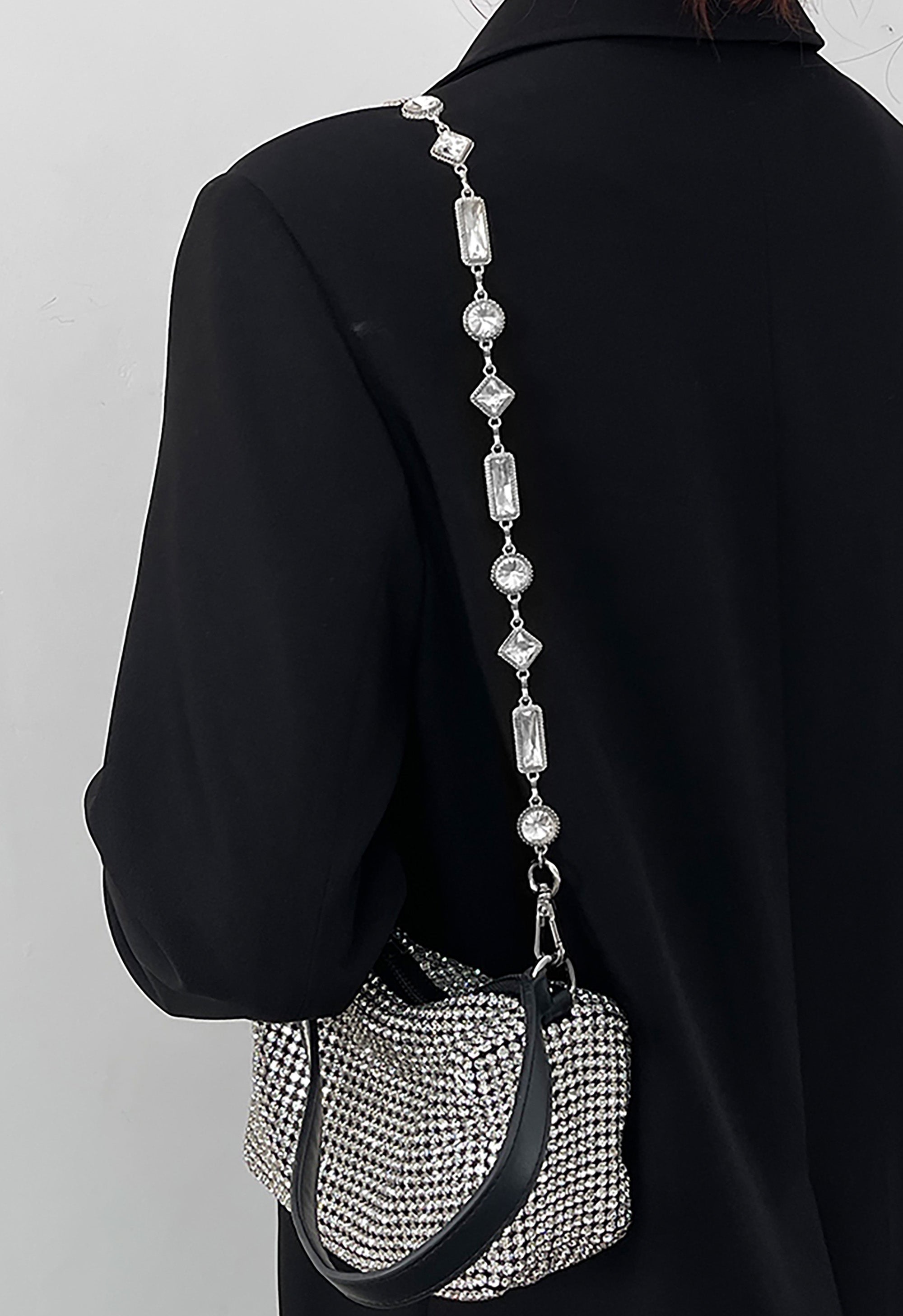 Bag chain modification with colorful rhinestones crossbody bag chain accessory metal shoulder strap for underarm