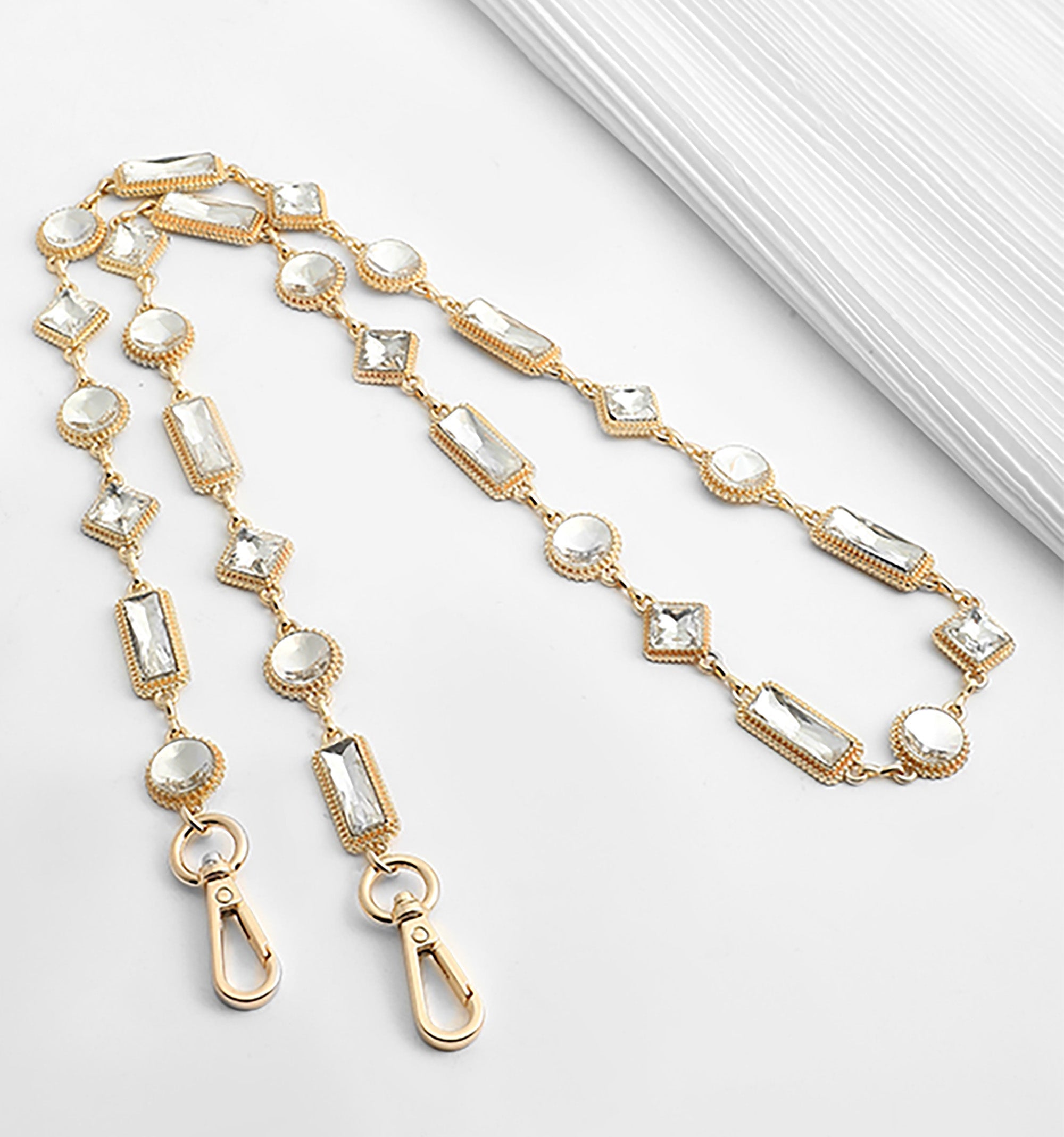 Bag chain modification with colorful rhinestones crossbody bag chain accessory metal shoulder strap for underarm