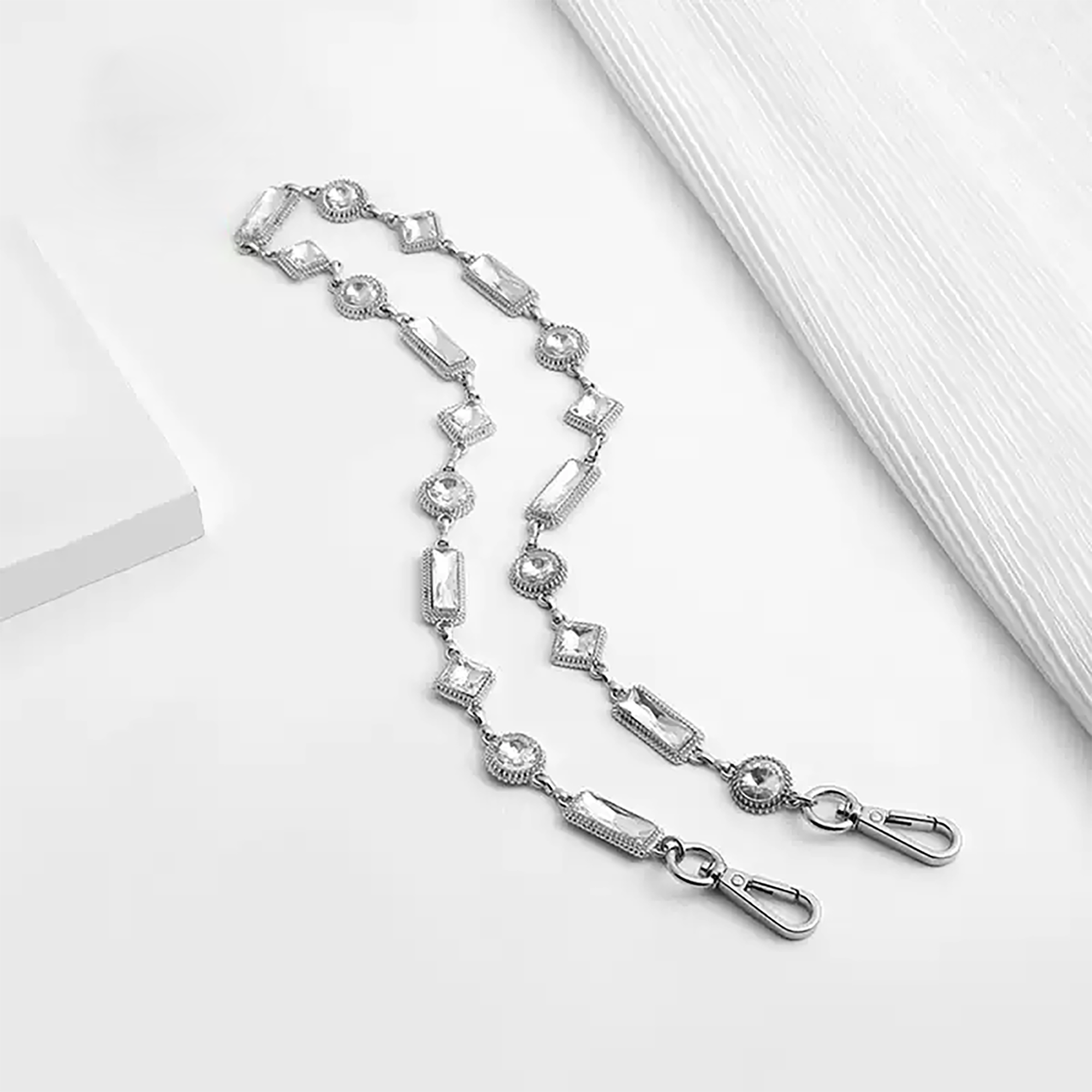 Bag chain modification with colorful rhinestones crossbody bag chain accessory metal shoulder strap for underarm