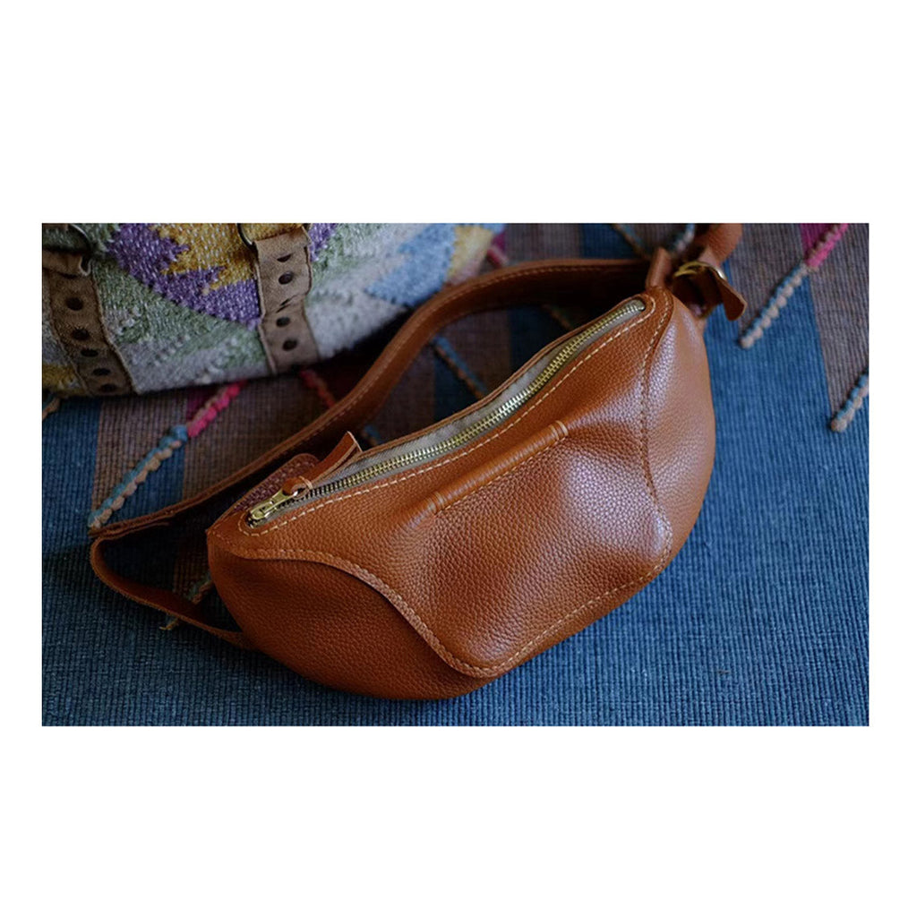English Tan full Grain Leather Waist Bag Fanny Pack | How to Make a Leather Bag - Wirkin™