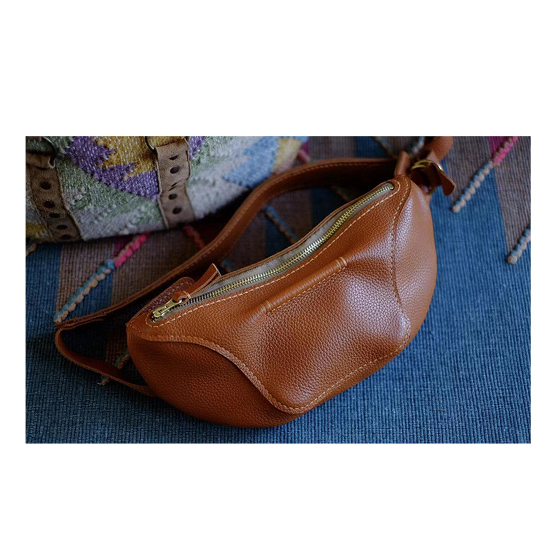 English Tan full Grain Leather Waist Bag Fanny Pack | How to Make a Leather Bag - Wirkin™