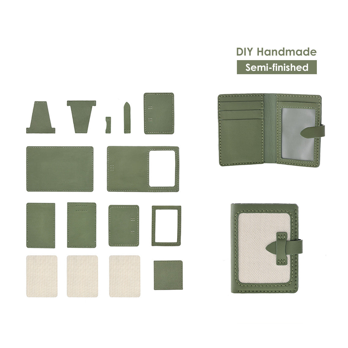 Luxury Dust Bag DIY Kit | Leather Wallet DIY Kit, DIY Purse Kit in Custom Green Leather - Wirkin™