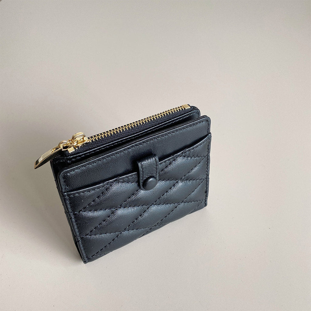 Leather Wallet with Zipper | Quilted Wallet Coin Purse for Women - Wirkin™