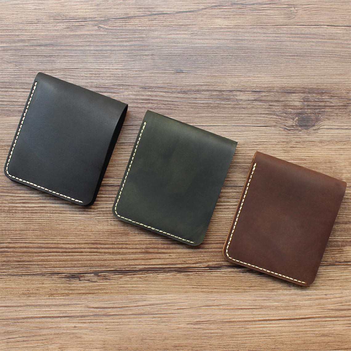 Men's Slim Minimalistic Wallet in Black/Heritage Brown/Green Leather | Handmade Leather Wallet Gift for Him - Wirkin™