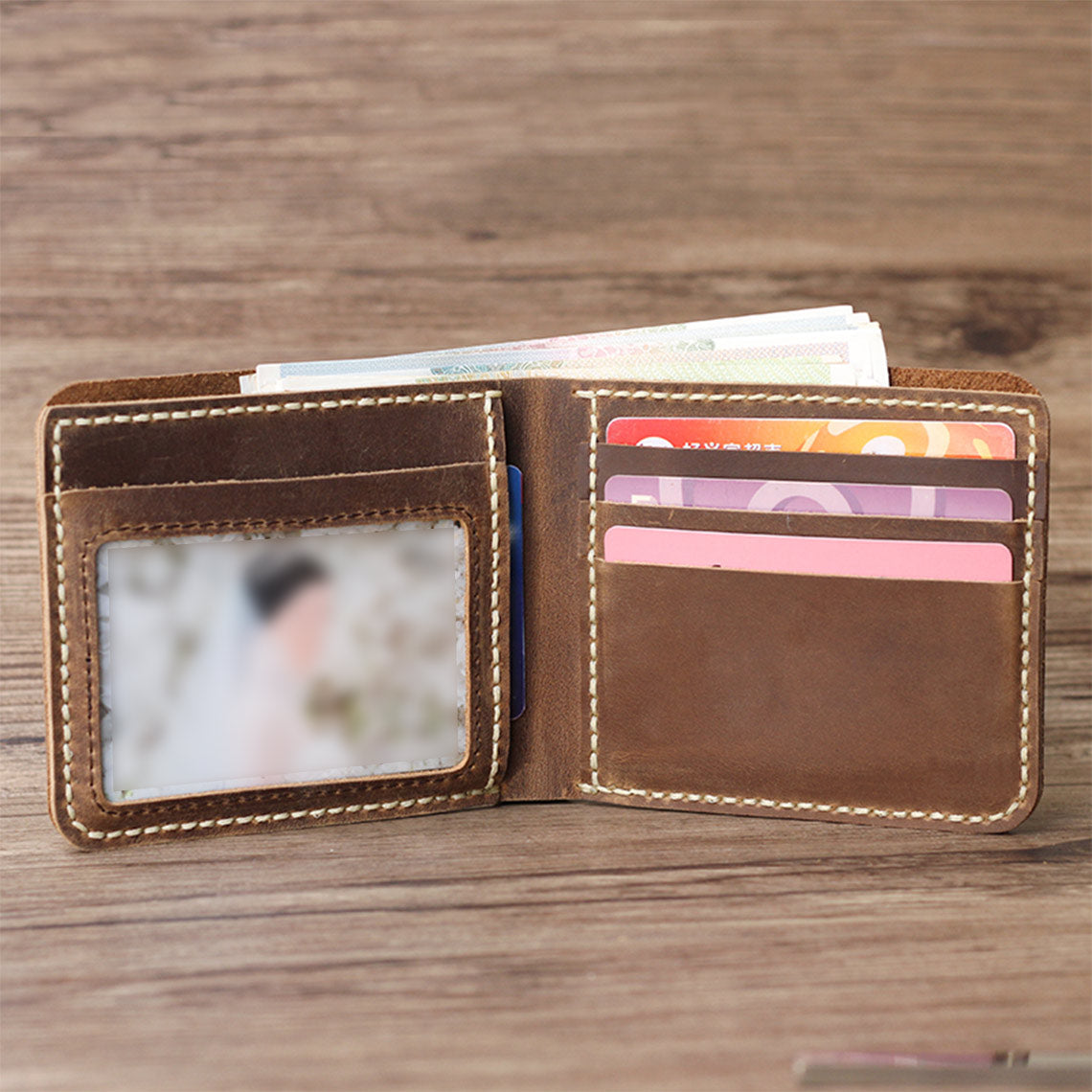 4 card slots Genuine Leather Wallet | Bifold Slim Leather Wallet Making Kit | Wirkin™