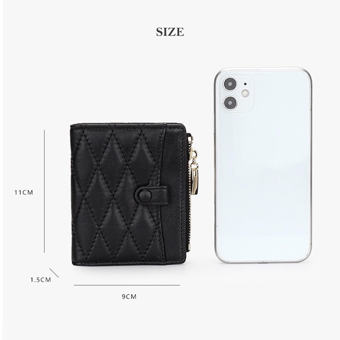 Black Leather Bi fold Wallet Size - Wirkin™
