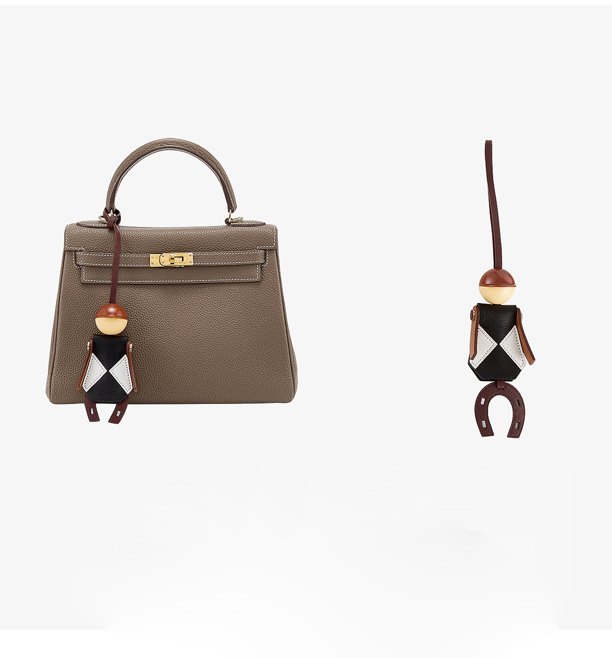 Leather Jockey Keychain Pendant – Stylish Horse Rider Charm for Evelyn, Birkin, and Kelly Bags