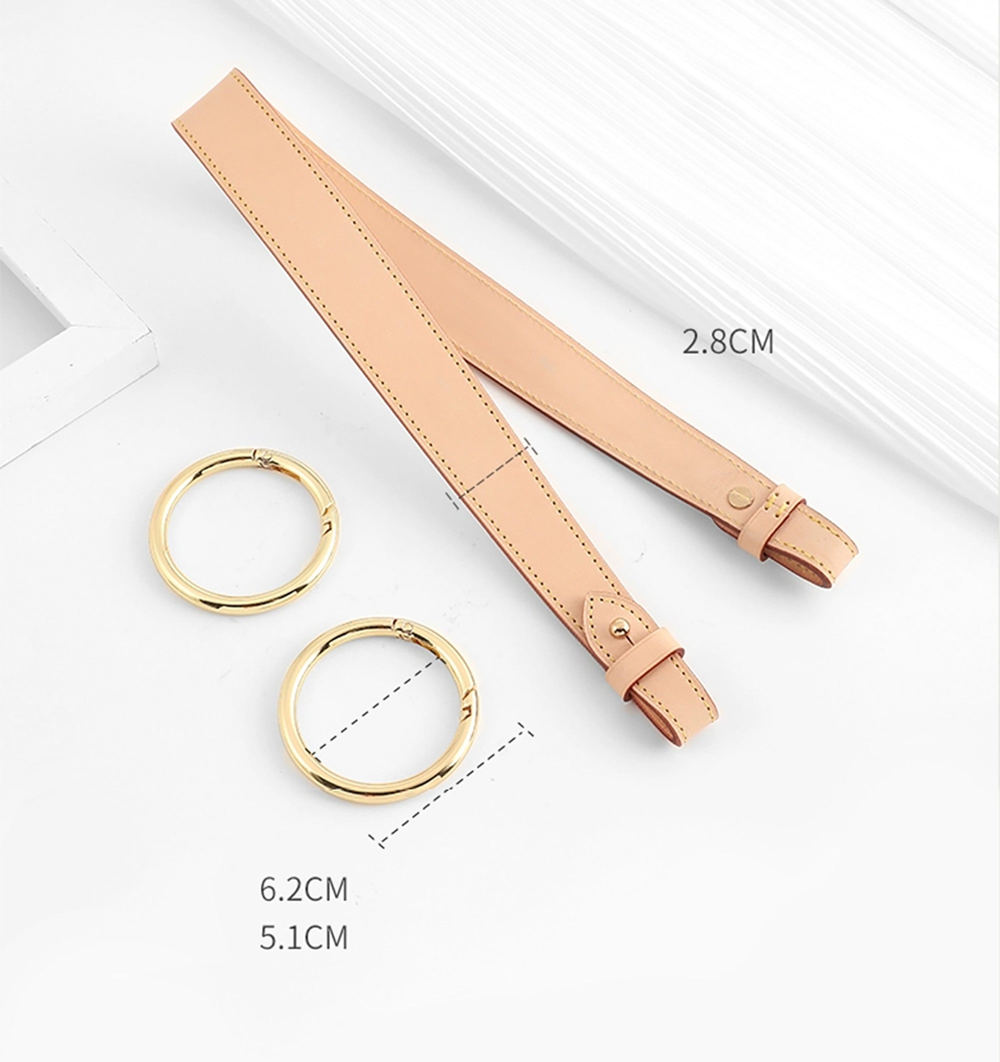 Vachetta Leather Shoulder Strap – Customizable Veg-Tan Leather Strap for Large Makeup Bags