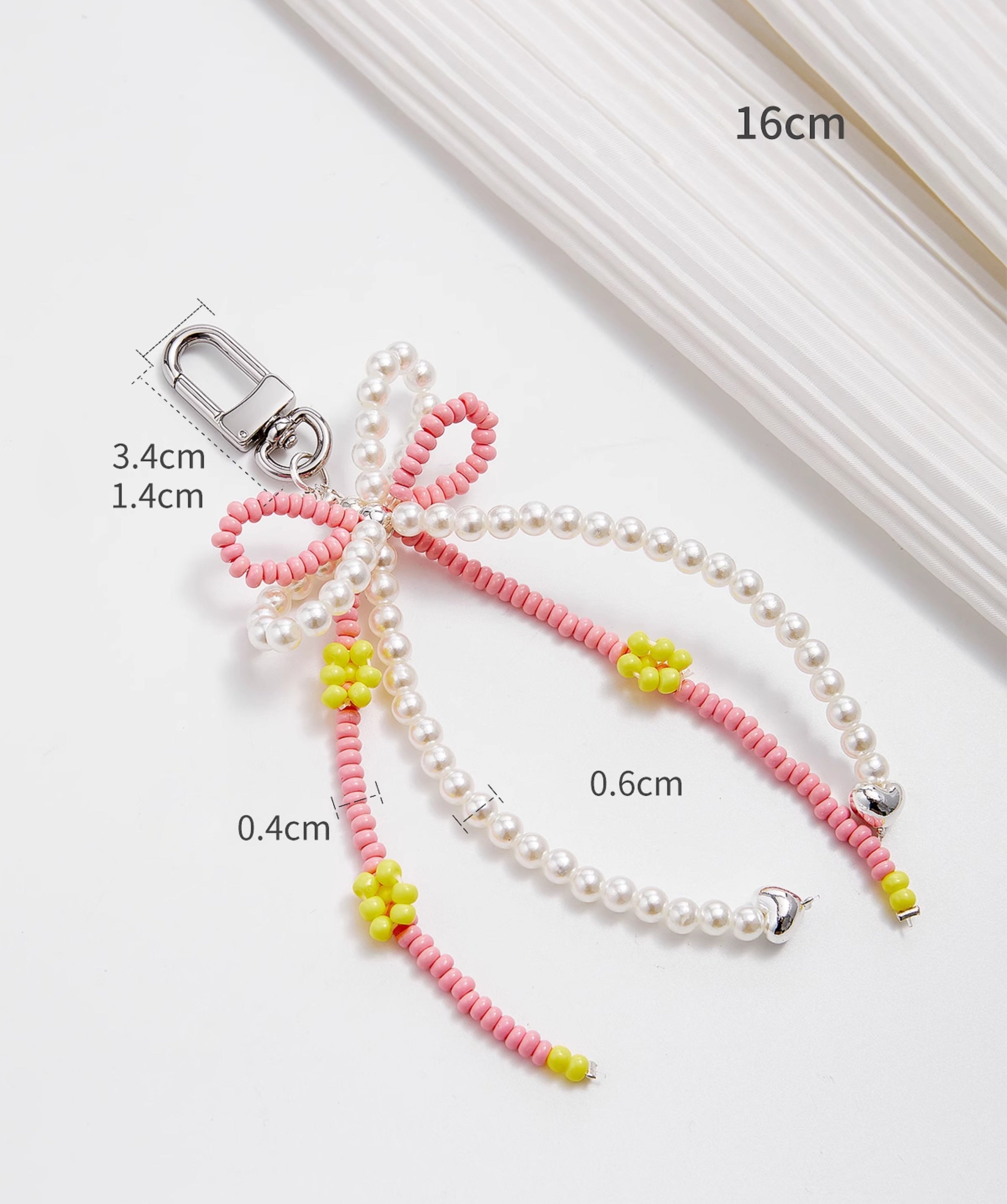 Pearl accessory for The Pliage Energy bag, fashion bow-style charm, handmade keychain.